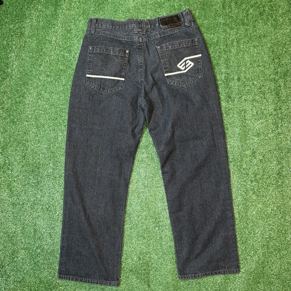 Vintage‎ Y2K Enyce Jeans Baggy Embroidered Dark Wash Style Denim Size 36x30